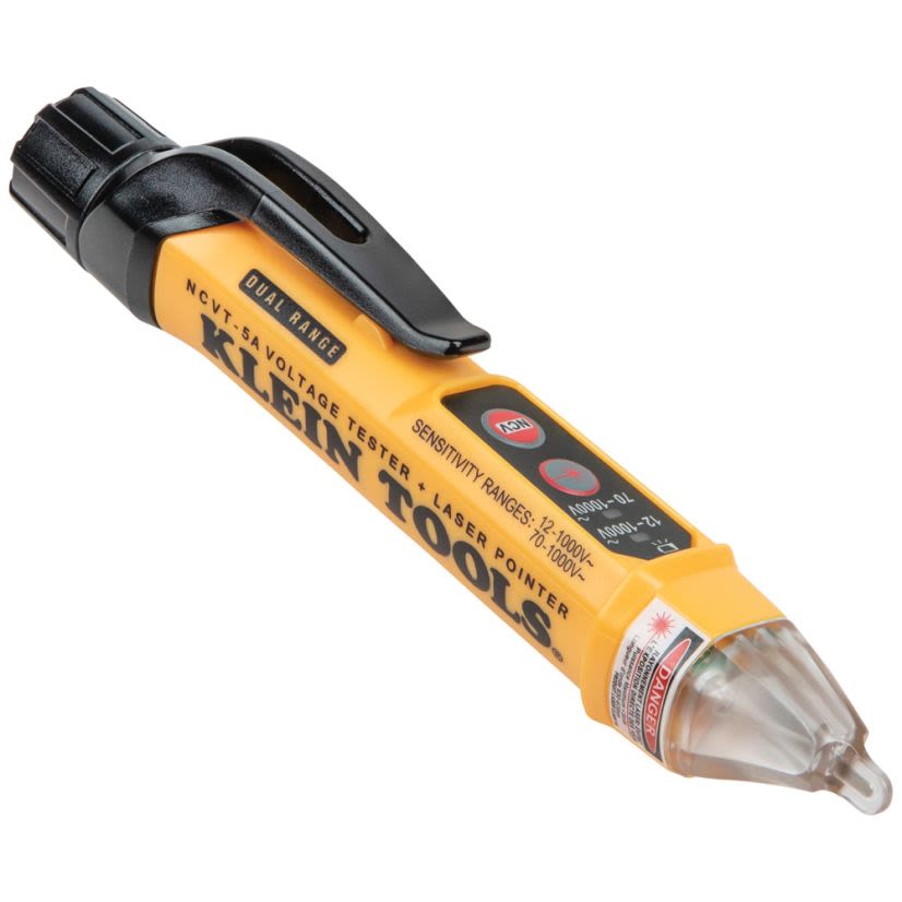 Klein NCVT-5A Dual Range Non-Contact Voltage Tester With Laser Pointer, 70 to 1000 V AC/12 to 1000 V AC Max Measurable